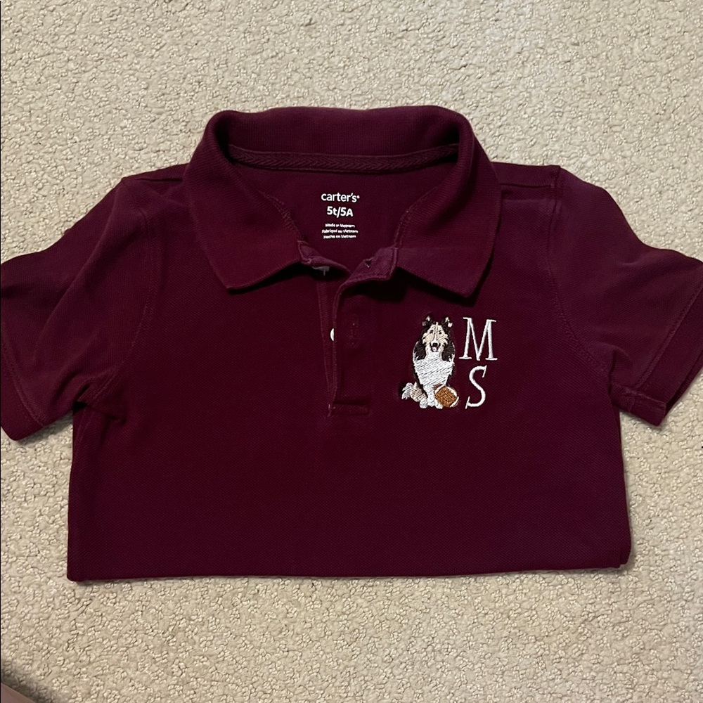 Texas A&M Reville Embroidered Kids Polo with initials “MS”
